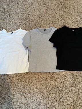 Women’s Crew Short-Sleeve Tee Trio — White, Gray & Black